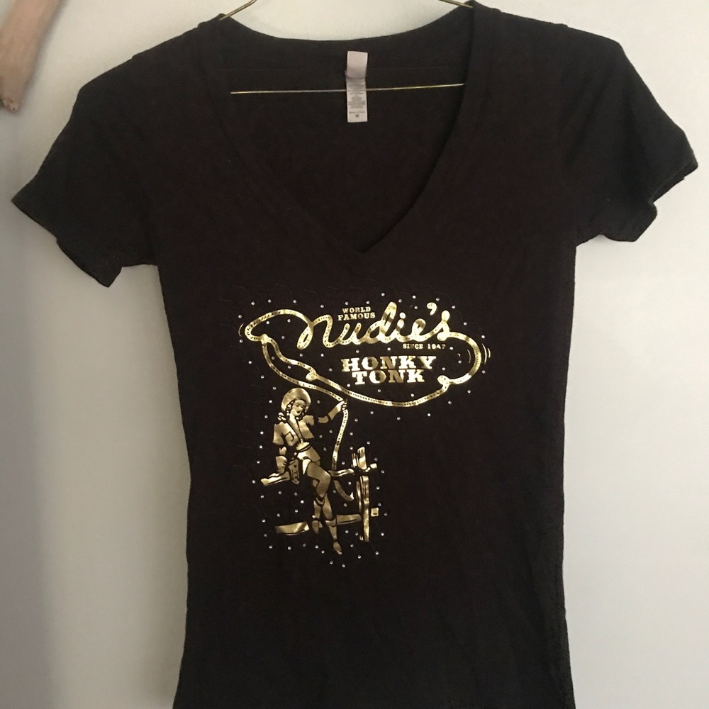 Custom Nudie's Very Deep V Rhinestone Tee and Tank